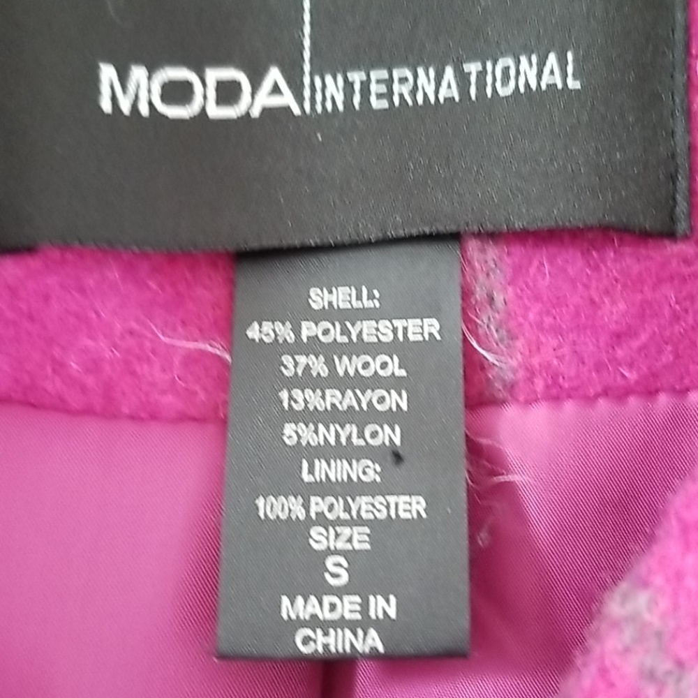 Moda INTERNATIONAL Women Raspberry Wool Peacoat - Picture 10 of 12